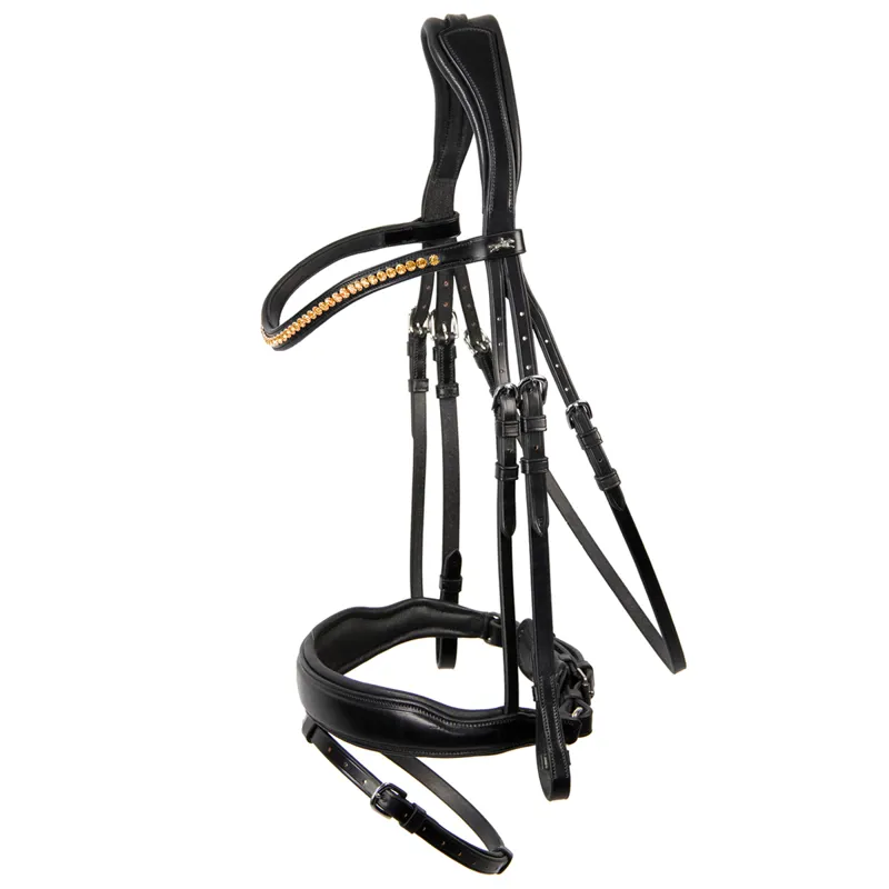 Schockemohle Stanton Select Flash Bridle - Black/Orange/Silver